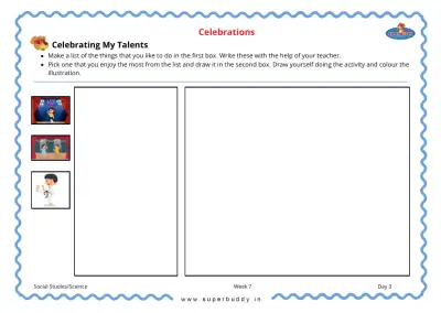 Preview of the first page of KG Unit 4 Week 7 — Celebrating My Talents