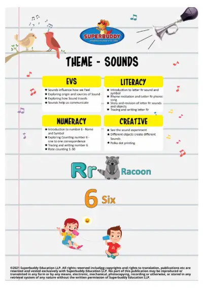 Preview of the first page of Nursery Week 22 — Theme: Sounds Cover Page