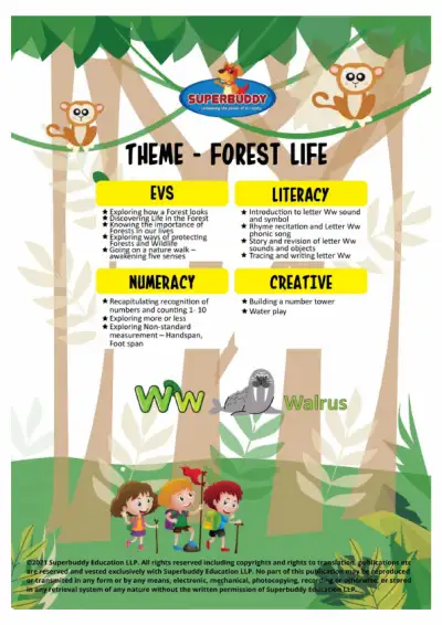 Preview of the first page of Nursery Week 27 — Theme: Forest Life Cover Page