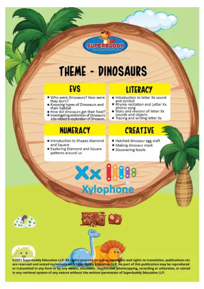 Preview of the first page of Nursery Week 28 — Theme: Dinosaurs Cover Page