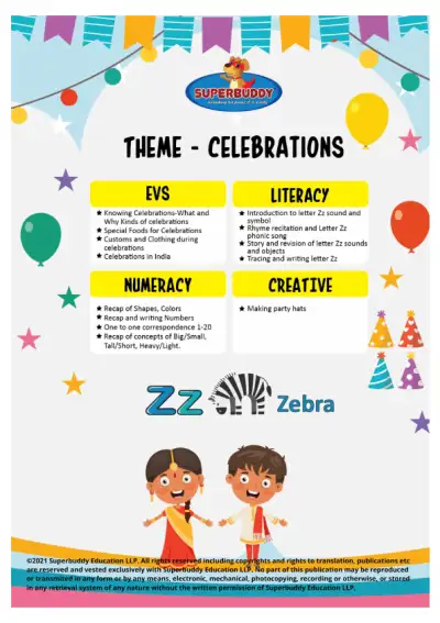 Preview of the first page of Nursery Week 30 — Theme: Celebrations Cover Page