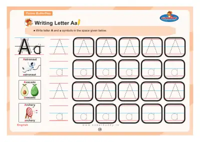 Preview of the first page of Writing Letter Aa