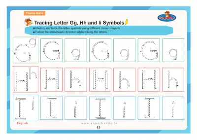 Preview of the first page of Tracing Letter Gg, Hh and Ii Symbols