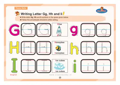 Preview of the first page of Writing Letter Gg, Hh and Ii