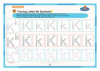 Preview of the first page of Tracing Letter Kk Symbols