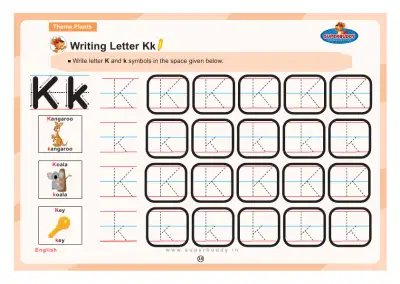 Preview of the first page of Writing Letter Kk