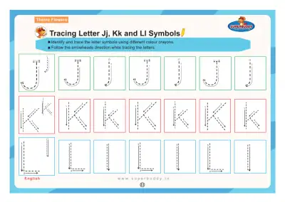 Preview of the first page of Tracing Letters Jj, Kk, and Ll