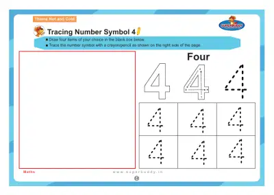 Preview of the first page of Tracing Number Symbol 4