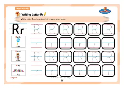 Preview of the first page of Nursery Theme 22 — Writing Letter Rr