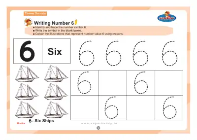Preview of the first page of Nursery Theme 22 — Writing Number 6