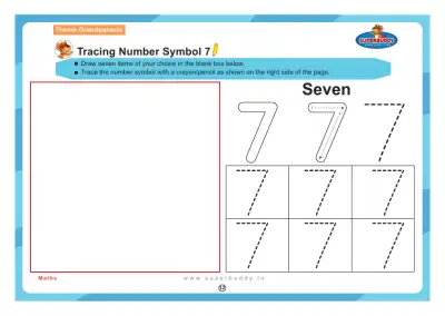 Preview of the first page of Tracing Number Symbol 7