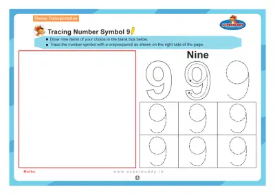Preview of the first page of Tracing Number Symbol 9