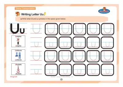 Preview of the first page of Writing Letter Uu