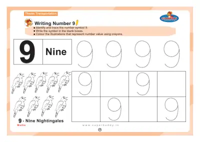 Preview of the first page of Writing Number 9