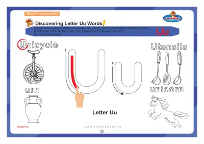 Preview of the first page of Discovering Letter Uu Words