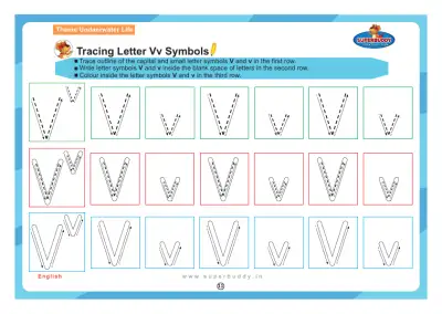 Preview of the first page of Tracing Letter Vv Symbols
