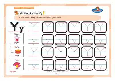 Preview of the first page of Writing Letter Yy