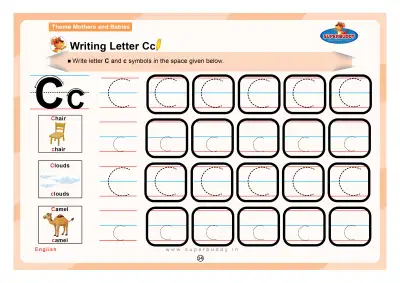 Preview of the first page of Nursery Theme 3 — Writing Letter Cc