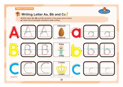 Preview of the first page of Writing Letter Aa, Bb and Cc