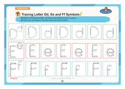 Preview of the first page of Tracing Letter Dd, Ee and Ff Symbols