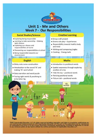 Preview of the first page of KG · Unit 1 · Week 7 — Our Responsibilities