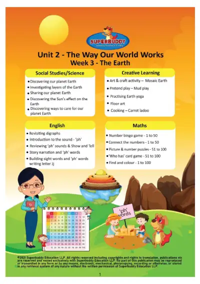 Preview of the first page of KG · Unit 2 · Week 3 — The Earth
