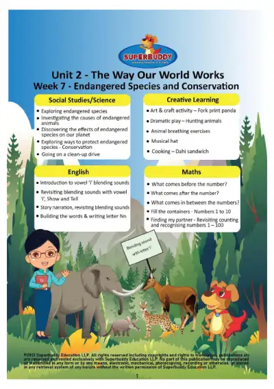 Preview of the first page of KG · Unit 2 · Week 7 — Endangered Species and Conservation