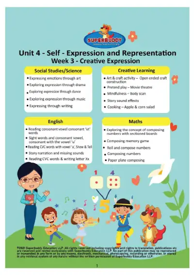 Preview of the first page of KG · Unit 4 · Week 3 — Creative Expression