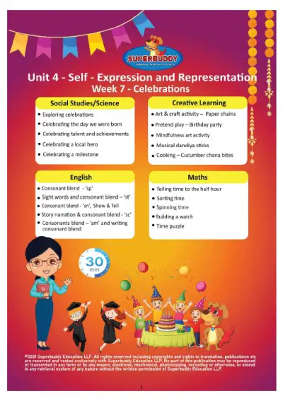 Preview of the first page of KG · Unit 4 · Week 7 — Celebrations