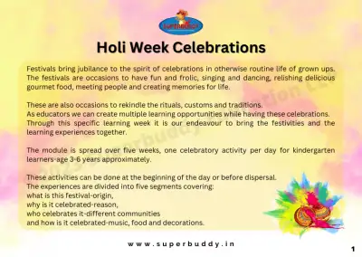 Preview of the first page of Learning Week — Holi Celebrations