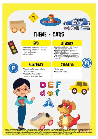Preview of the first page of Nursery · Cars · Week 8 — Combined week package (TP + Tasksheets)