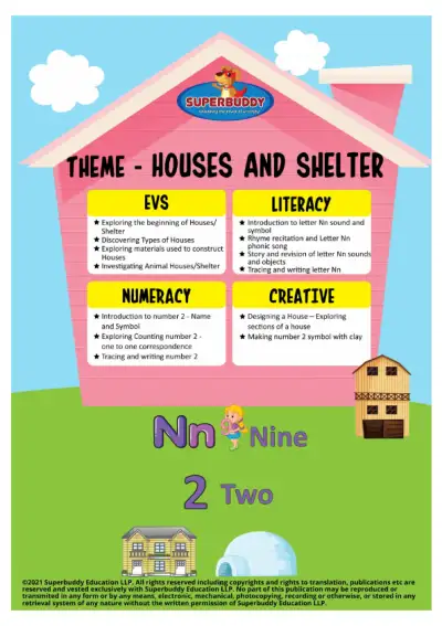 Preview of the first page of Nursery · Houses and Shelters · Week 18 — Combined week package (TP + Tasksheets)