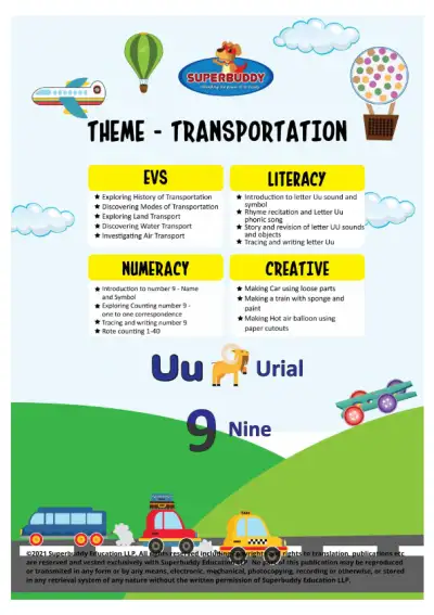 Preview of the first page of Nursery · Transportation · Week 25 — Combined week package (TP + Tasksheets)
