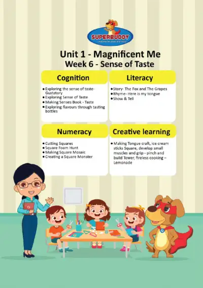 Preview of the first page of Pre-Nursery · Unit 1 / Magnificent Me · Week 6 — Sense of Taste