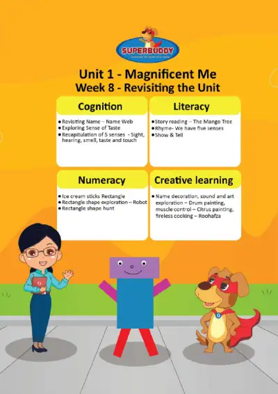 Preview of the first page of Pre-Nursery · Unit 1 / Magnificent Me · Week 8 — Revisiting the Unit