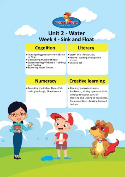 Preview of the first page of Pre-Nursery · Unit 2 / Water · Week 4 — Sink and Float