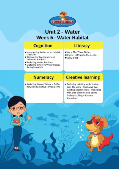 Preview of the first page of Pre-Nursery · Unit 2 / Water · Week 6 — Water Habitat