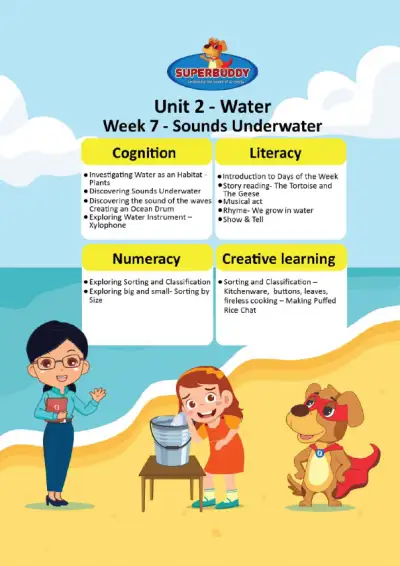 Preview of the first page of Pre-Nursery · Unit 2 / Water · Week 7 — Sounds Underwater