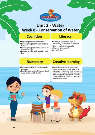 Preview of the first page of Pre-Nursery · Unit 2 / Water · Week 8 — Conservation of Water
