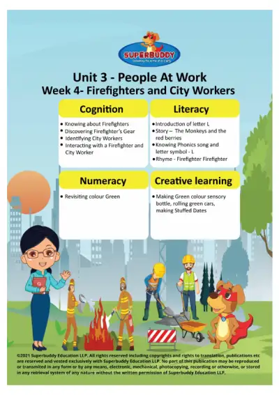 Preview of the first page of Pre-Nursery · Unit 3 / People At Work · Week 4 — Firefighters and City Workers