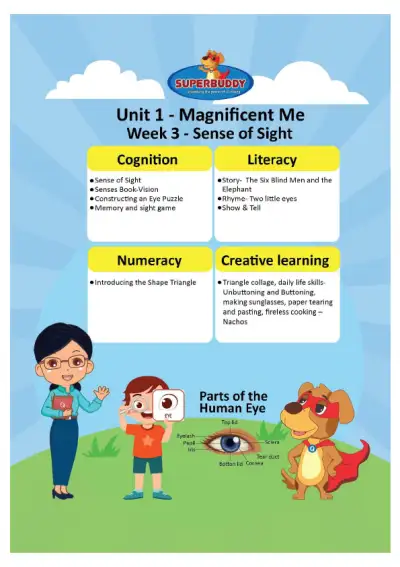 Preview of the first page of Pre-Nursery Unit 1 Week 3 — Sense of Sight