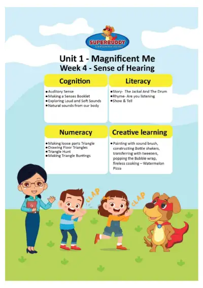 Preview of the first page of Pre-Nursery Unit 1 Week 4 — Sense of Hearing
