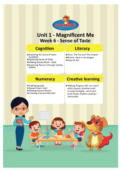 Preview of the first page of Pre-Nursery Unit 1 Week 6 — Sense of Taste
