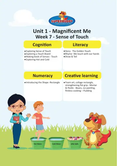 Preview of the first page of Pre-Nursery Unit 1 Week 7 — Sense of Touch