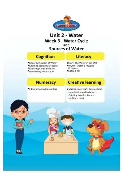 Preview of the first page of Pre-Nursery Unit 2 Week 3 — Water Cycle & Sources of Water