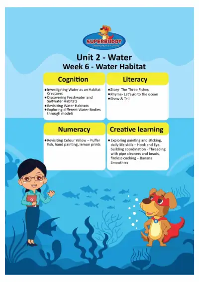 Preview of the first page of Pre-Nursery Unit 2 Week 6 — Water Habitat