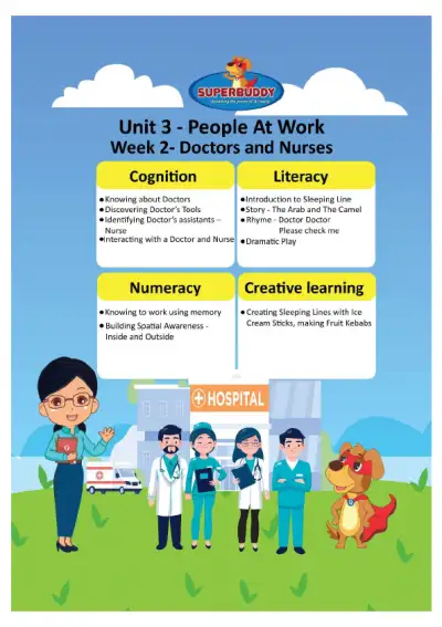 Preview of the first page of Pre-Nursery Unit 3 Week 2 — Doctors and Nurses