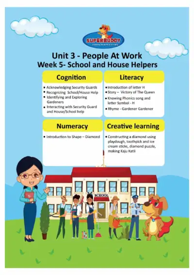 Preview of the first page of Pre-Nursery Unit 3 Week 5 — School and House Helpers