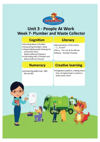 Preview of the first page of Pre-Nursery Unit 3 Week 7 — Plumber and Waste Collector