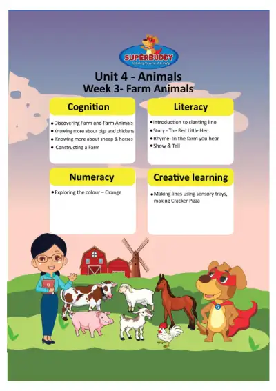 Preview of the first page of Pre-Nursery Unit 4 Week 3 — Farm Animals